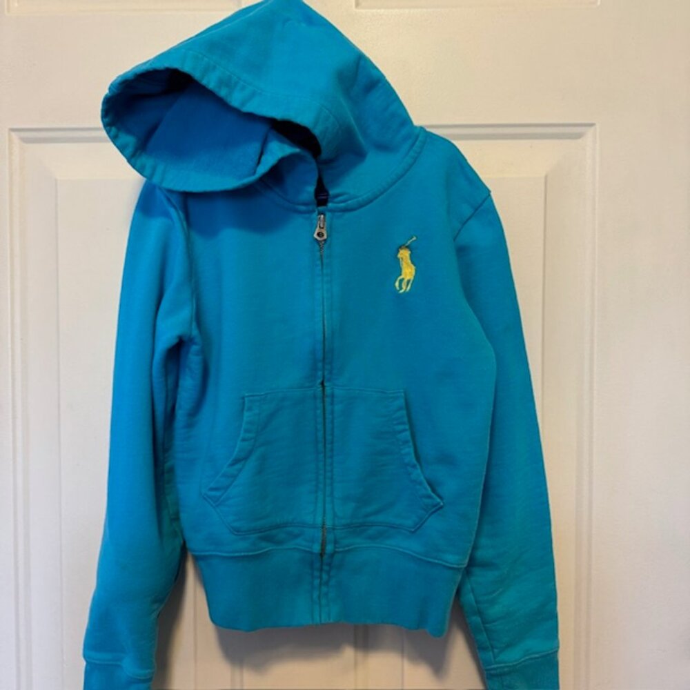 Ralph Lauren Blue Hooded Sweatshirt Girls size L (12-14)